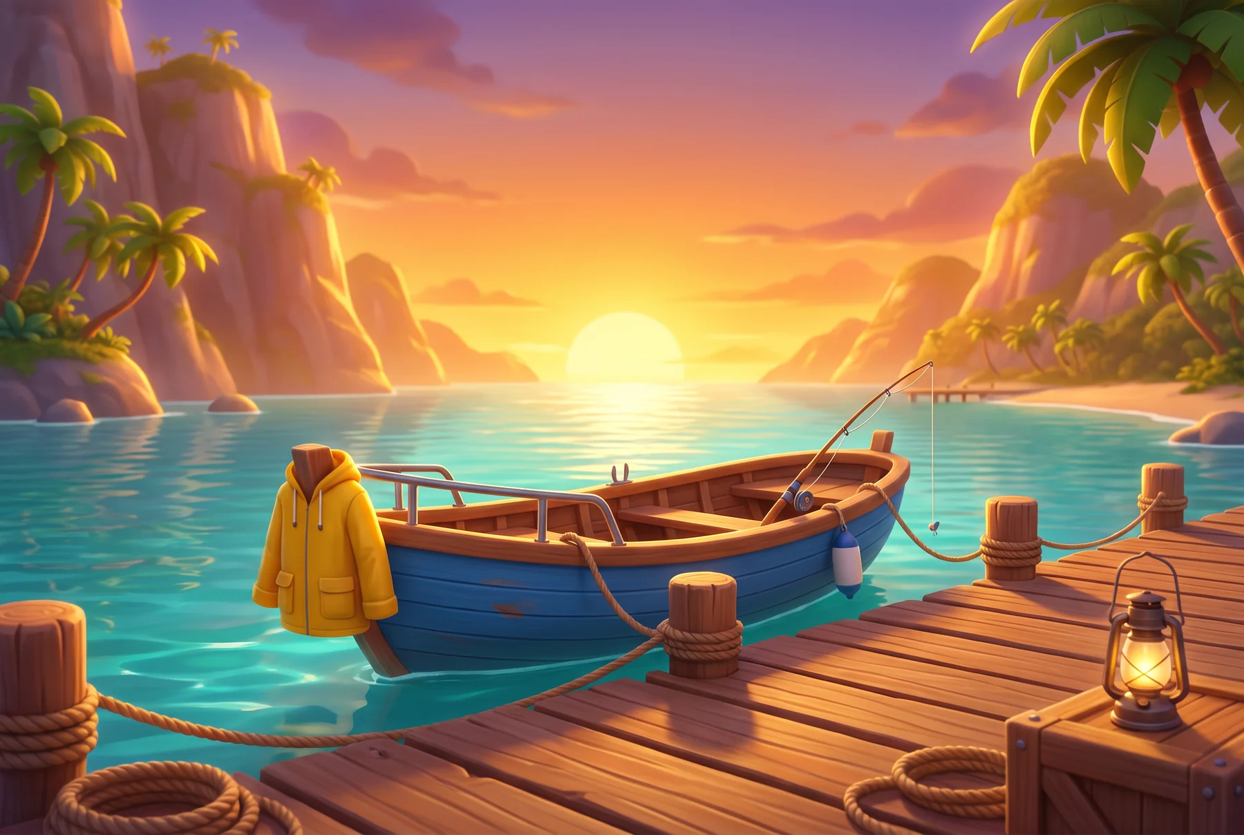 Coastal pontoon at sunset